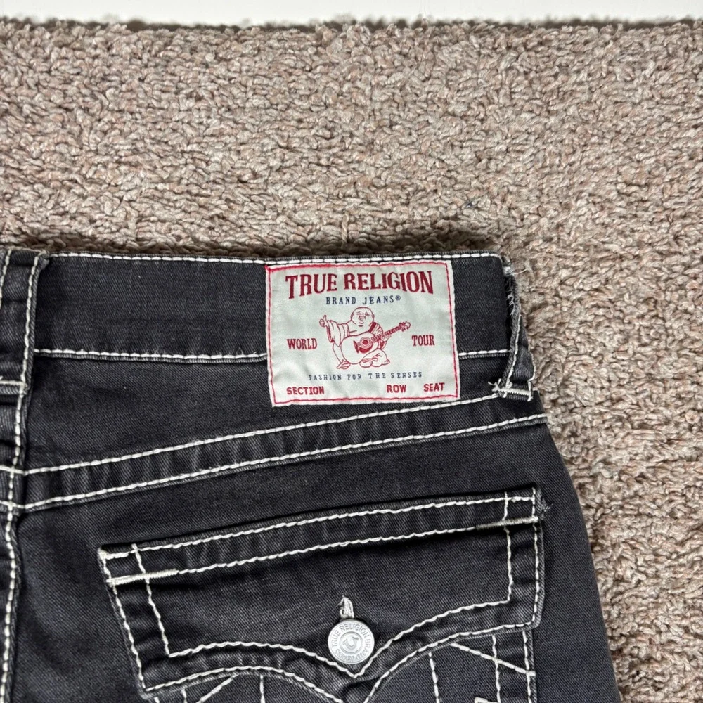 True Religion Ricky Relaxed Straight Big T Flap Jeans Grey Smoky Mist 32 NEW
